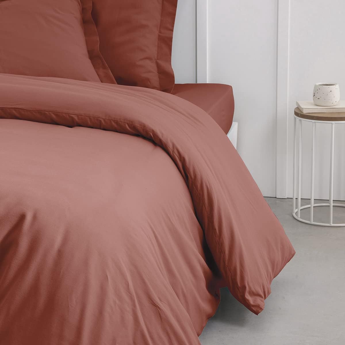 SnelShoppen - Duvet Dekbedovertrek 240x260 cm voor Tweepersoonsbed, 100% Katoen, Terracotta, Makkelijk Onderhoud, Machinewasbaar, Voor Elk Seizoen