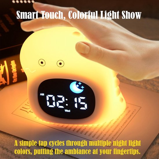 Alarm Clock with Night Light, Cute Cartoon Animal Shaped OK to Wake Clock with White Noise, Digital Display Electronic Clock, Litter Bear — afbeelding 3