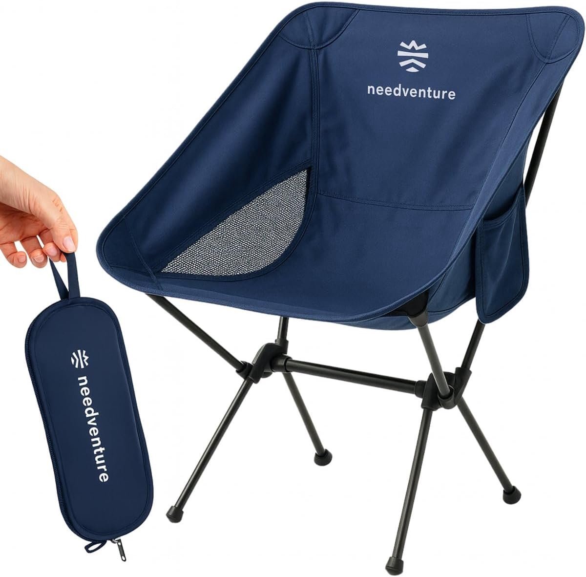 SnelShoppen - Campingstoel - Kampeerstoel - Strandstoel - Vouwstoel - Opvouwbaar - Inklapbaar - Lichtgewicht - Blauw - Voor Buiten, Tuin, Visserij