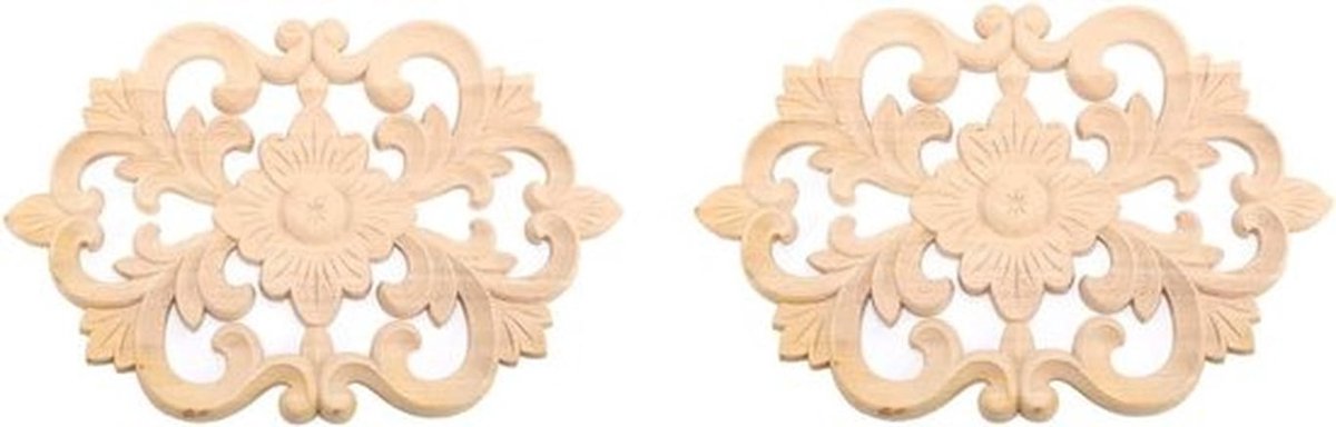 - Hout Applique Ornament Snijwerk - Voordeur Kast Raammeubilair - 30 * 19cm - Decoratie - Set - Interieur - Wit - Geschikt voor - Do It Yourself woninginrichting