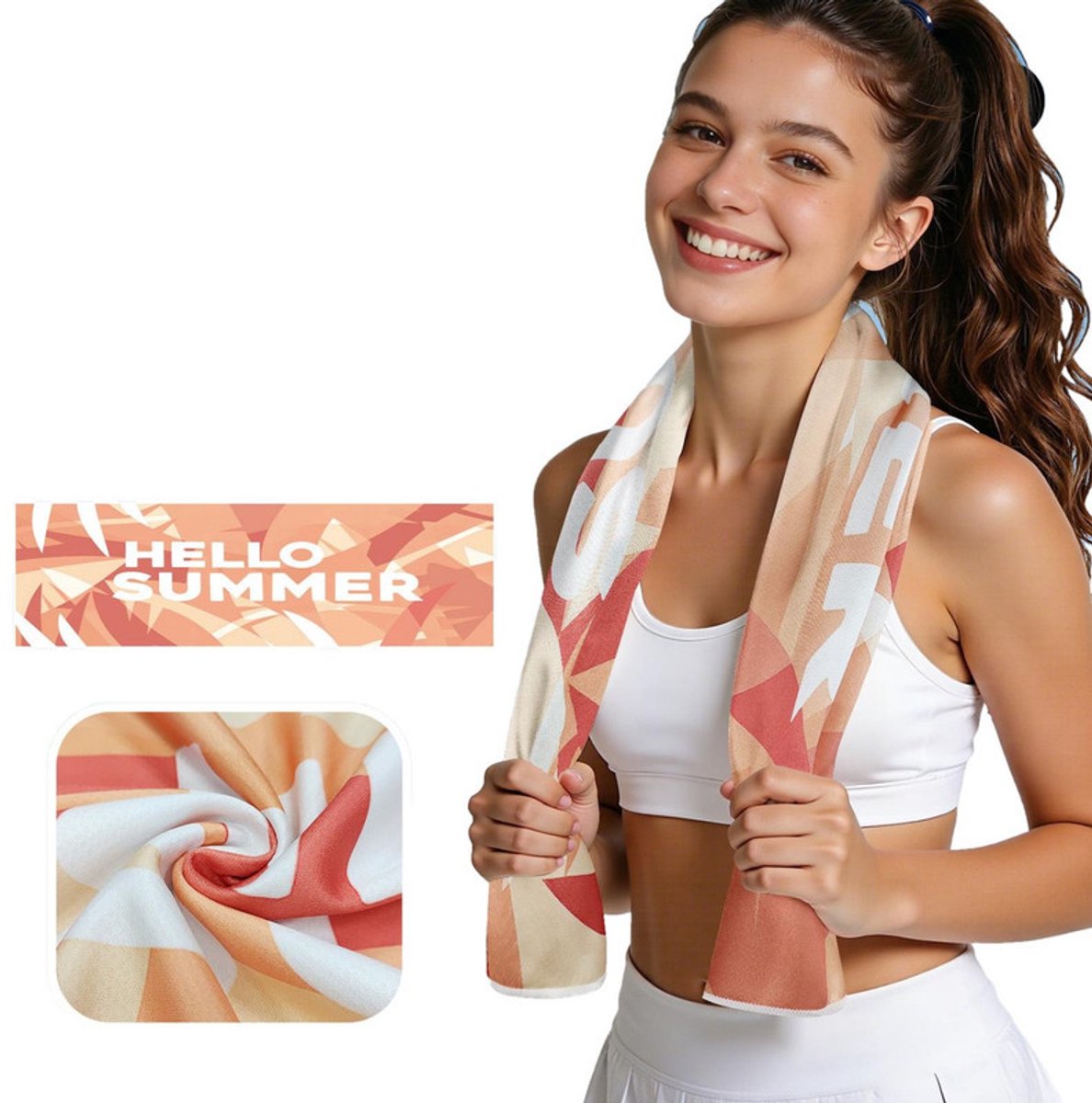 30x100 cm Koelhanddoek – Sneldrogende zomerhanddoek – Sporthanddoek – Yogamat-handdoek – Fitnesshanddoek om zweet af te vegen – Handdoek met print – Draagbare fitnesshanddoek – Unisex – Zweetafvoerend voor fitness, yoga, hardlopen, zwemmen en meer