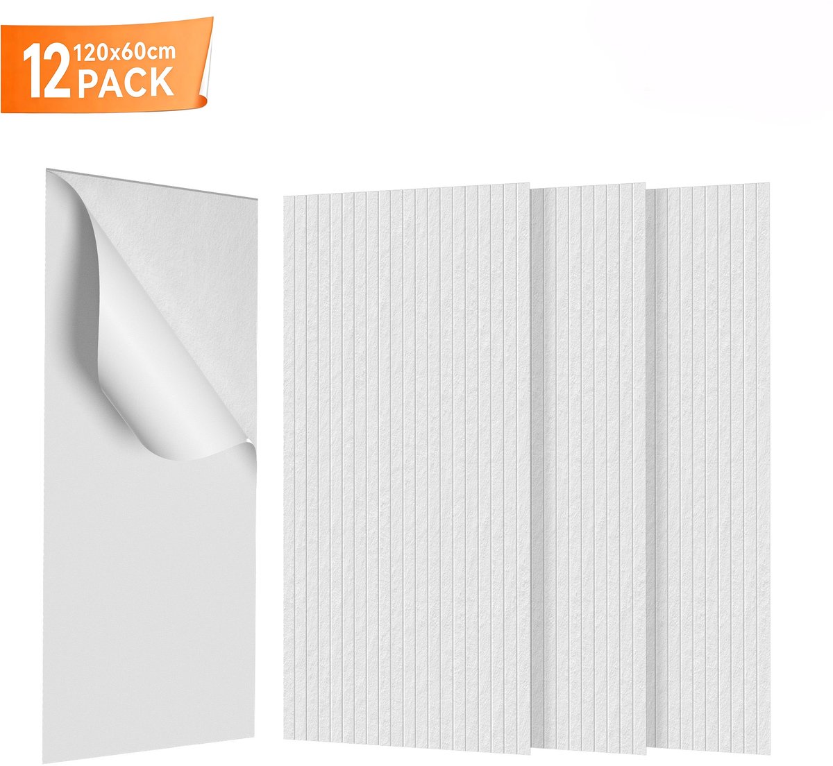 Akoestische Panelen 12 Stuks 120x60 cm – Geluidsabsorberende Wandpanelen van Polyester – Wanddecoratie voor Studio, Kantoor en Thuisbioscoop – Wit