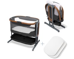 Maxi-Cosi Iora Pro Co-sleeper - Elegance Graphite - Snel inklapbaar - 100% gerecyclede stoffen - Schommelfunctie - Rollende wielen