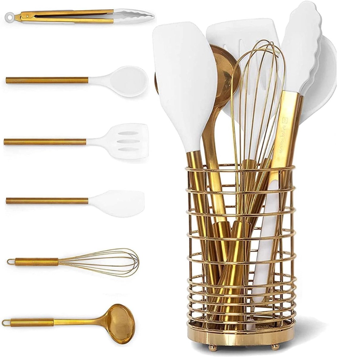 CLVP® Keukengerei Houder - Spatelpot - Lepelpot - Keukengerei - Goud