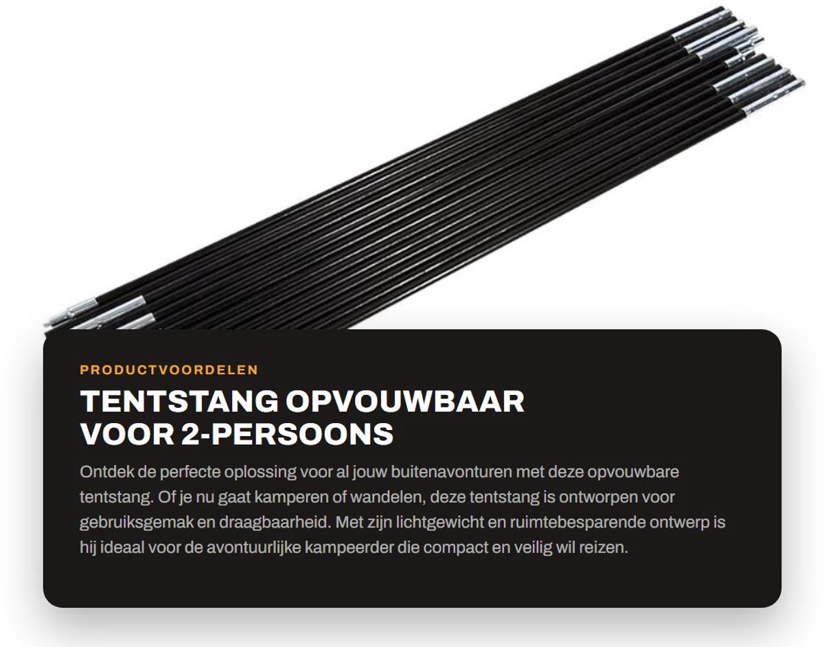Dailygoods- Tentstang Opvouwbaar - Aluminium - Meerdelig - Scheerlijnen - Draagbaar - Geschikt voor 2-Persoons Campingtent - Tentstok