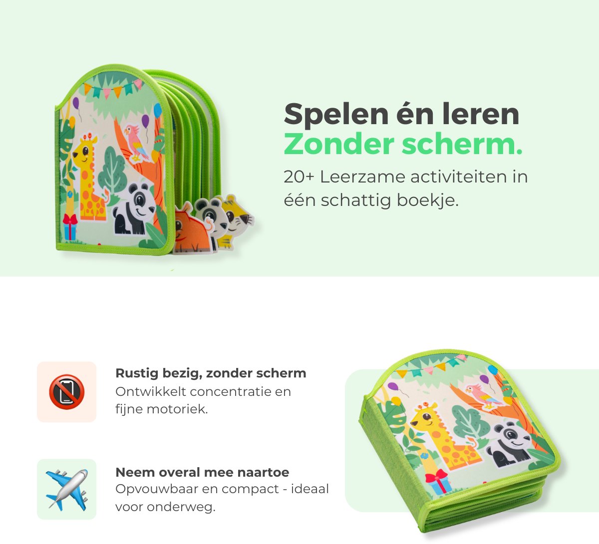Mauzek® Busy Board Bos - Montessori speelgoed - Peuter Speelgoed - Dreumes - Activiteitenboek - Sensorisch Speelgoed - Reisspeelgoed - Educatief Speelgoed - Jongens - Meisjes - Voor in de auto - Voor onderweg - 1 jaar - 2 jaar - 3 jaar - 4 jaar — afbeelding 8