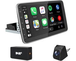 Cestovet 1DIN Autoradio 360° draaibaar scherm - Android 15 - 4+64G - Draadloos Carplay & Andriod Auto - Bluetooth - GPS-navigatiesystem - Achteruitrijcamera - DAB - Wifi Bluetooth