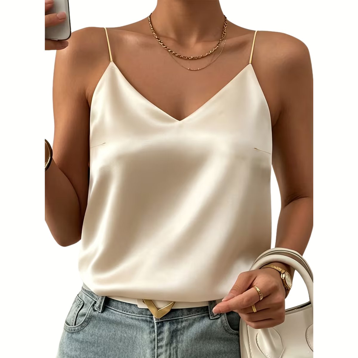 Currero Topje Dames - Top Kleding - Shirt - Blouse - Kort - Volwassen - Beige
