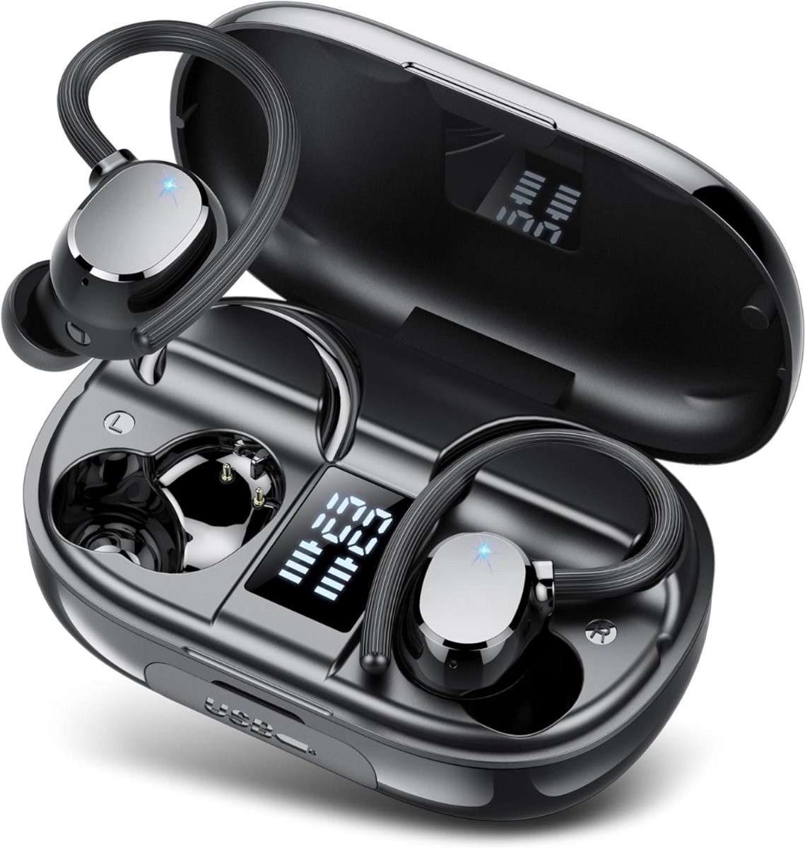 SNJY® Bone Conduction Headphone - Sporthoofdtelefoon Draadloos - Sport Oordopjes - Hardloop Oortjes - Zwart
