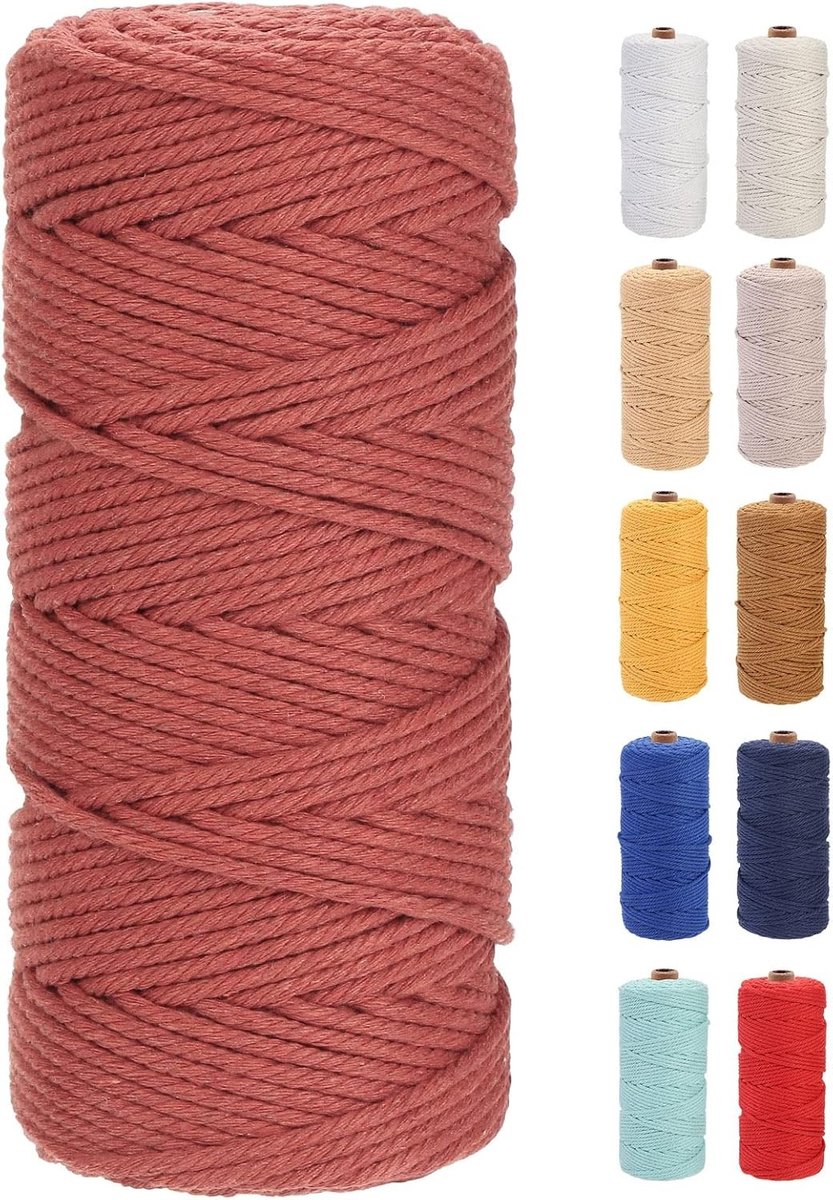 Premium Katoenen Macramé Touw 3mm x 100m, Zacht en Sterk, Perfect voor Macramé Projecten, Chemisch Vrij en Milieuvriendelijk