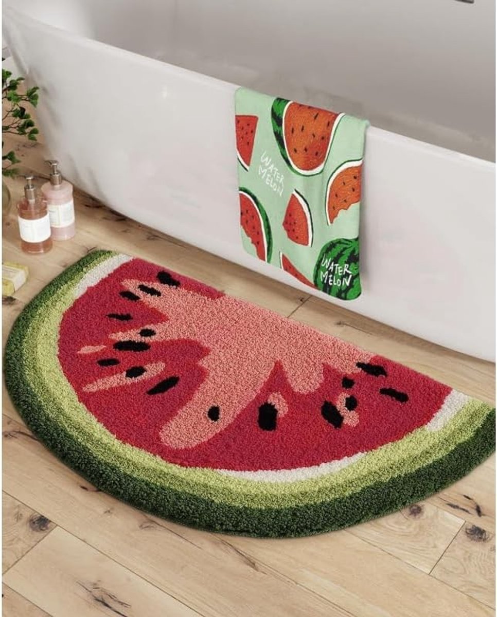 Badkamertapijt 50 x 80 cm met groen bladpatroon, antislip en wasbaar, kleurrijk en extreem zacht, ideaal voor badkamer en kinderkamer