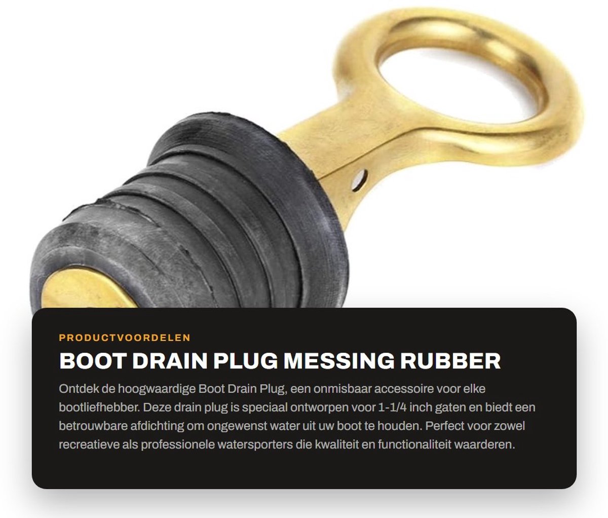 Dailygoods- Drainplug Messing - Rubber - Boot Accessoires - Marine - 1-1/4 inch Gaten - Professionele Kwaliteit - Bootaccessoires
