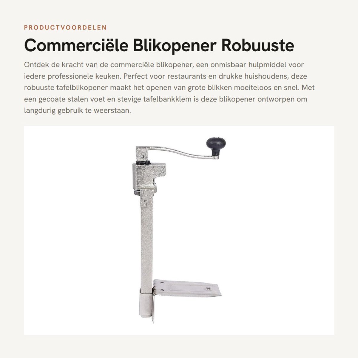 Dailygoods- Blikopener Professioneel - Tafelblikopener - Gecoate Stalen Voet - Robuuste Constructie - Voor Horeca - Blikken tot 34 cm (H)
