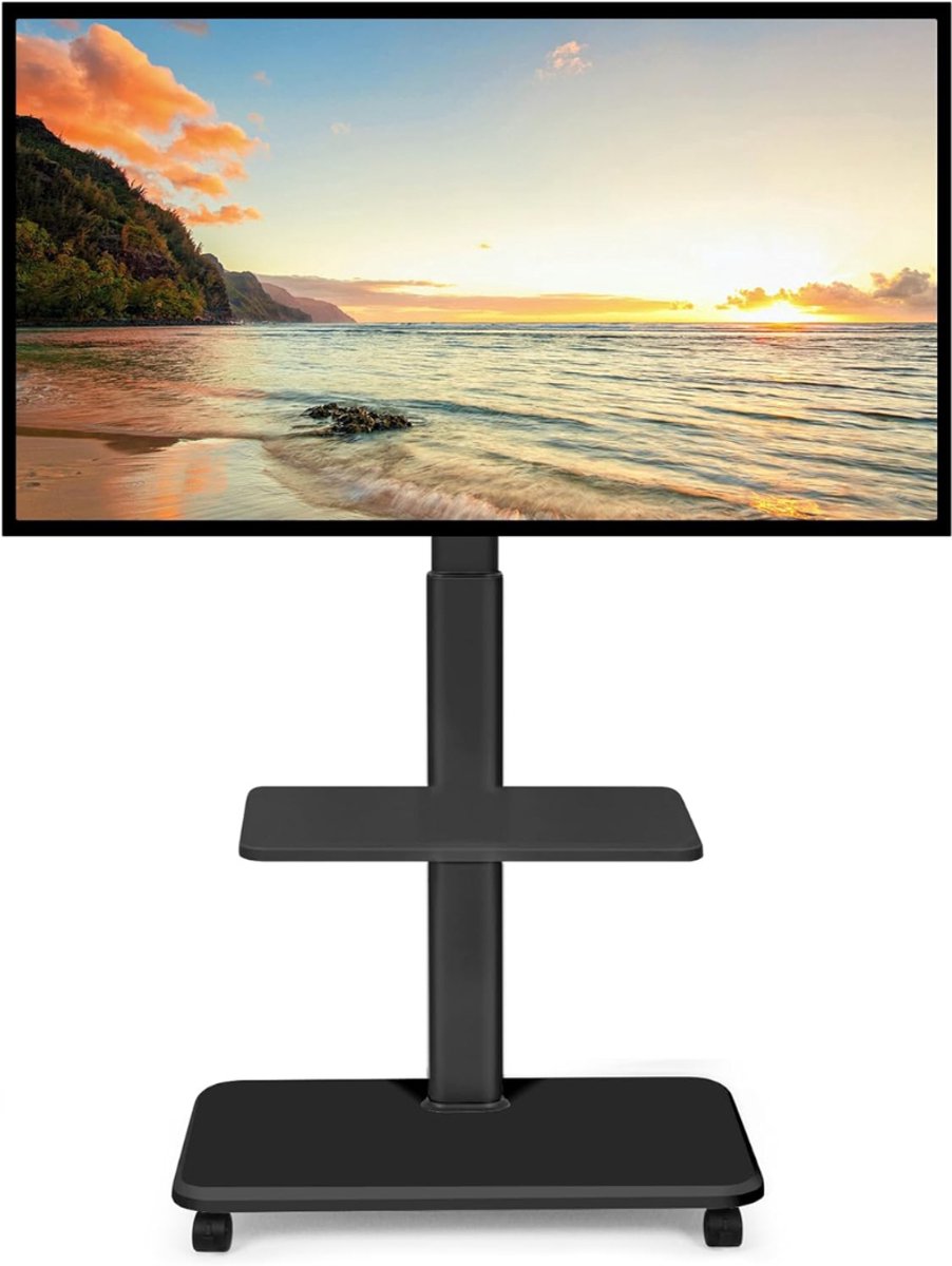 SNJY® TV Standaard Verrijdbaar - TV Standaard op Wielen - TV Voet - Voor 32 tot 70 Inch TV's - Tot 45KG - Zwart