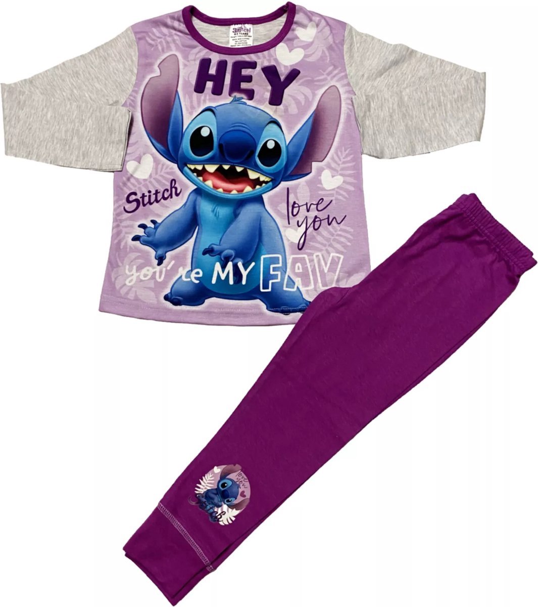 Lilo en Stitch Pyjama - Paars - Maat 146/152 - Meisjespyjama