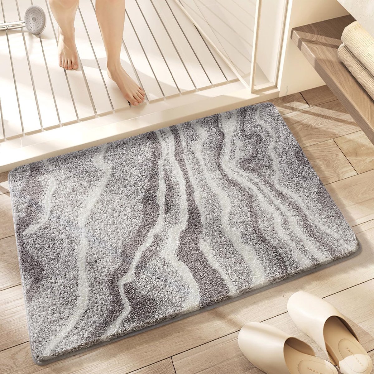 Badmat - 40 x 60 cm - Extra Zacht & Sterk Waterabsorberend - Antislip Badkamermat - Machinewasbaar - Comfortabel voor Douche & Bad - Grijs