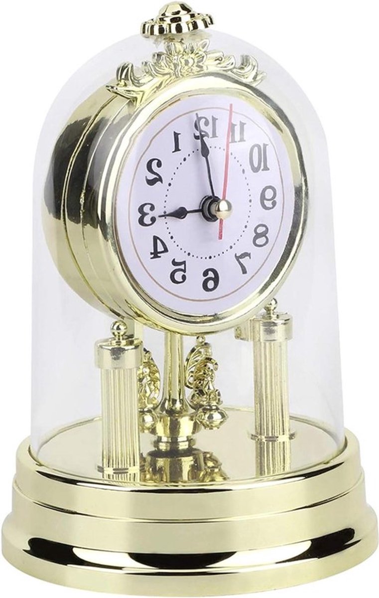 - Retro Wandklok - Europese Stijl - Goud - Batterijgevoed - Stille Kwarts Klok - Woonkamer - Slaapkamer - Kantoor - 11 x 17 cm - Geschikt voor
