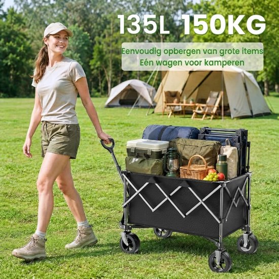 SP® Bolderkar - Opvouwbare Handkar - Festival Trolley Multifunctionele Kar - Zwart - 90cm x 60cm x 50cm van sp — afbeelding 3