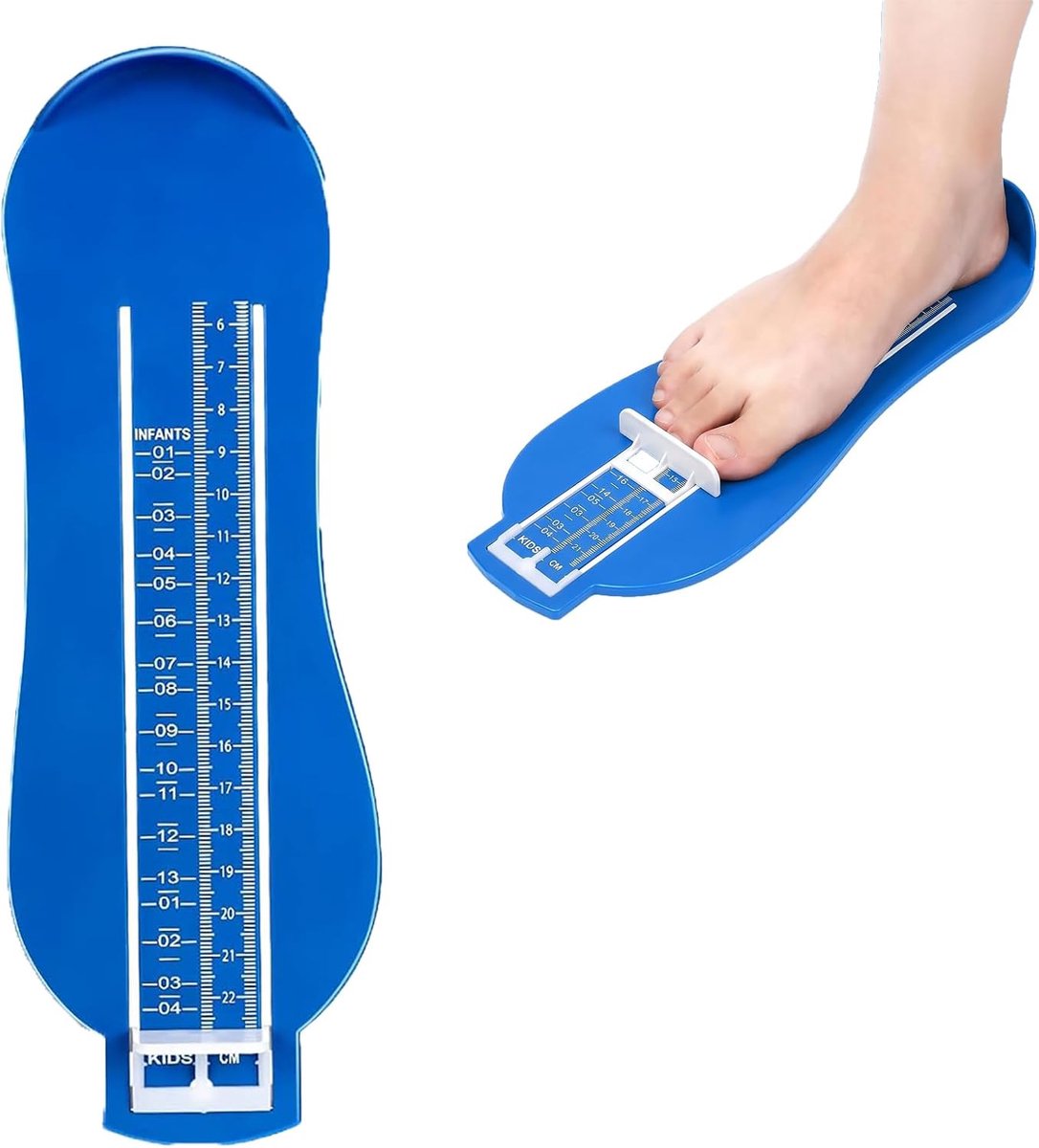 Thijox - Voet- en Schoenmeter voor Kinderen en Volwassenen, Nauwkeurige Stappenteller en Professionele Schoenmeetliniaal tot EU 48, Blauw