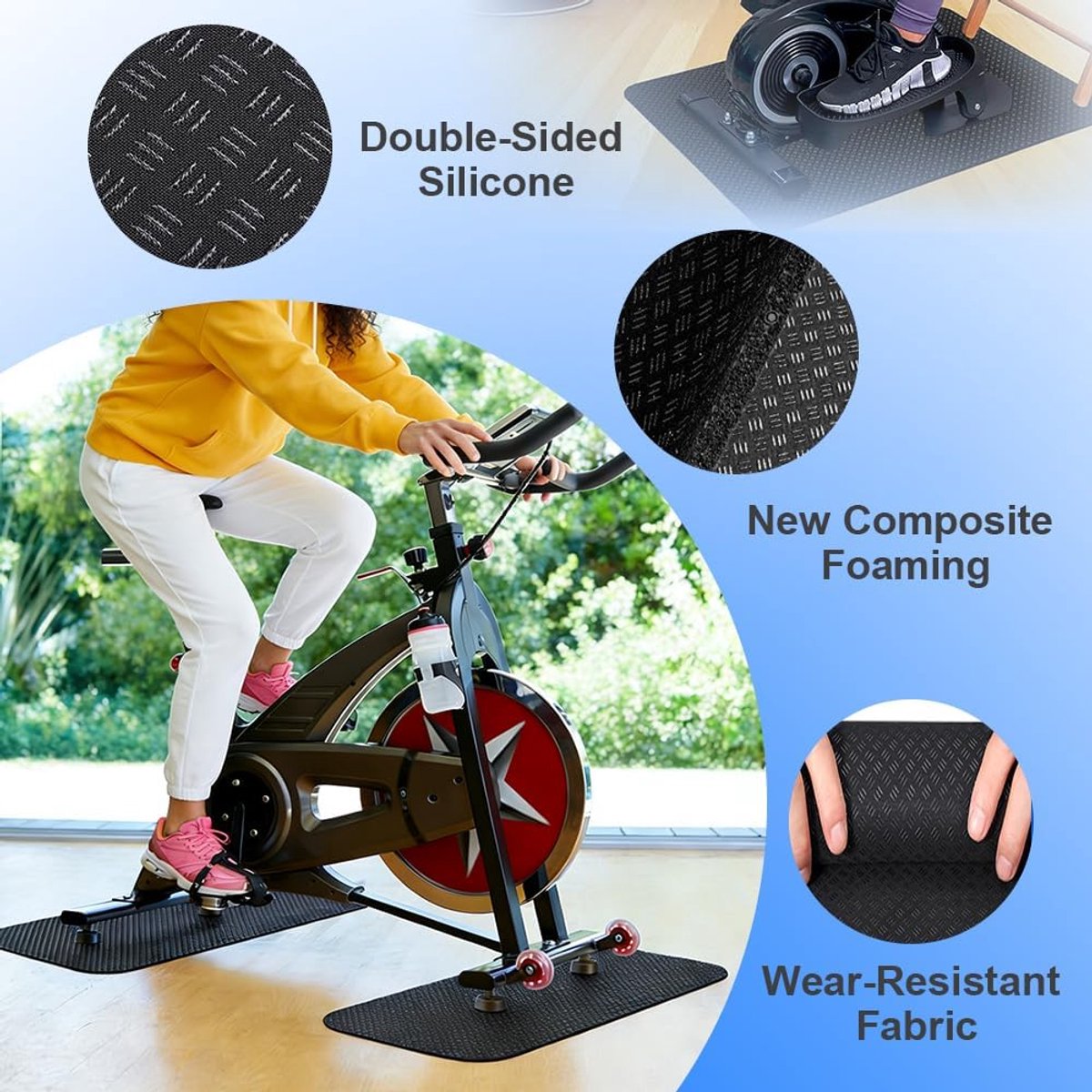 Thijox - Vloerbeschermingsmat Fitness 5 mm Antislip PVC Trainingsmat voor Sporttoestellen, Geluidsreductie en Schokdemping, Ideaal voor Ellipsentraine
