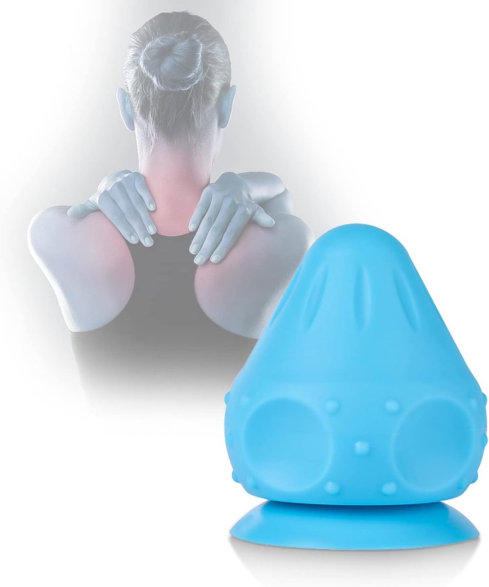 Thijox - Triggerpoint-druker, Byffoer massageapparaat, fasciabal, fitnessbal, massagebal met zuignap voor voeten, handen, rug, benen - Voedselveilige