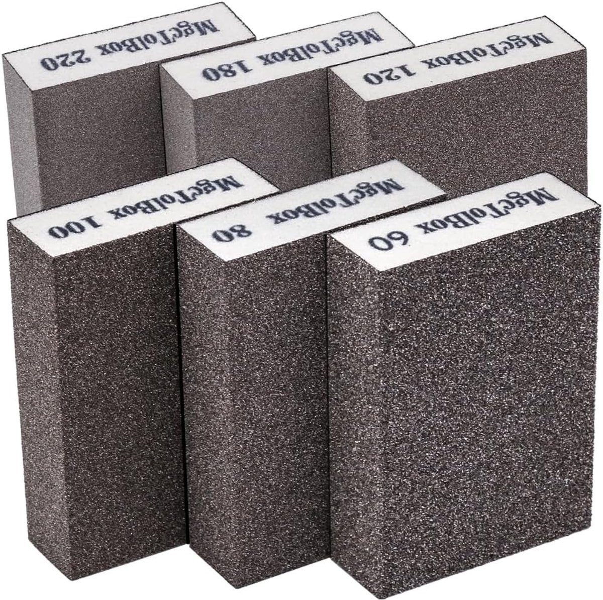 Thijox - 6 Stuks Schuurblokken en Schuursponzen - Diverse Grofheden voor Zachthout, Verf op Hout, Metaal en Muurpolijsten - Handmatig Schuren Accessoi