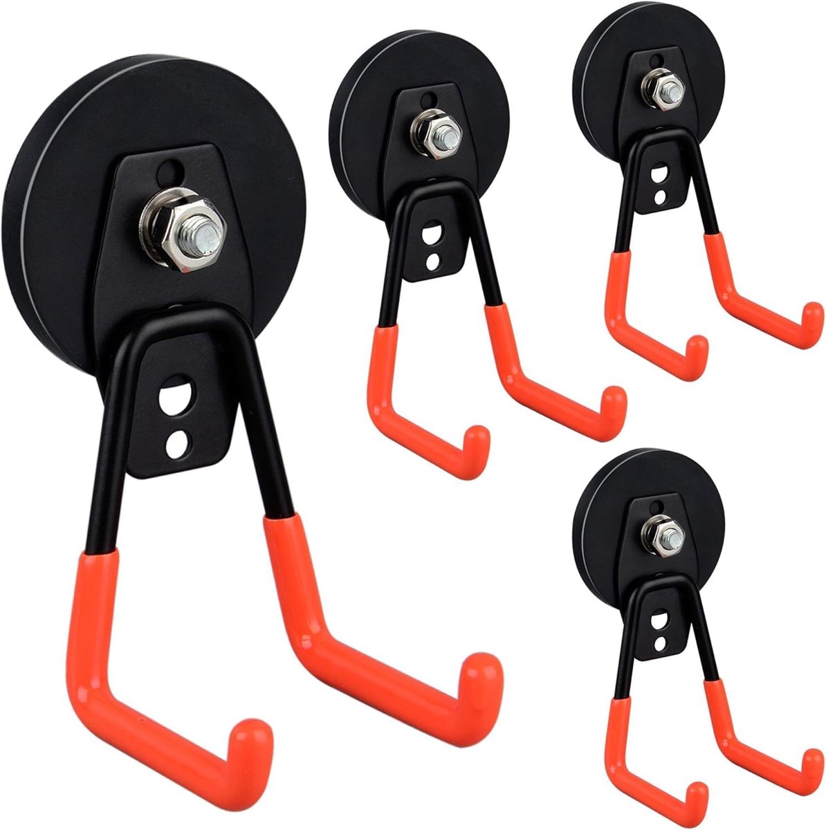 Thijox - 4 Stuks Robuuste Magneethaken voor Garage, Werkplaats en Boormachine - Sterke Magnetische Haken voor Binnen- en Buitenopslag - Rood