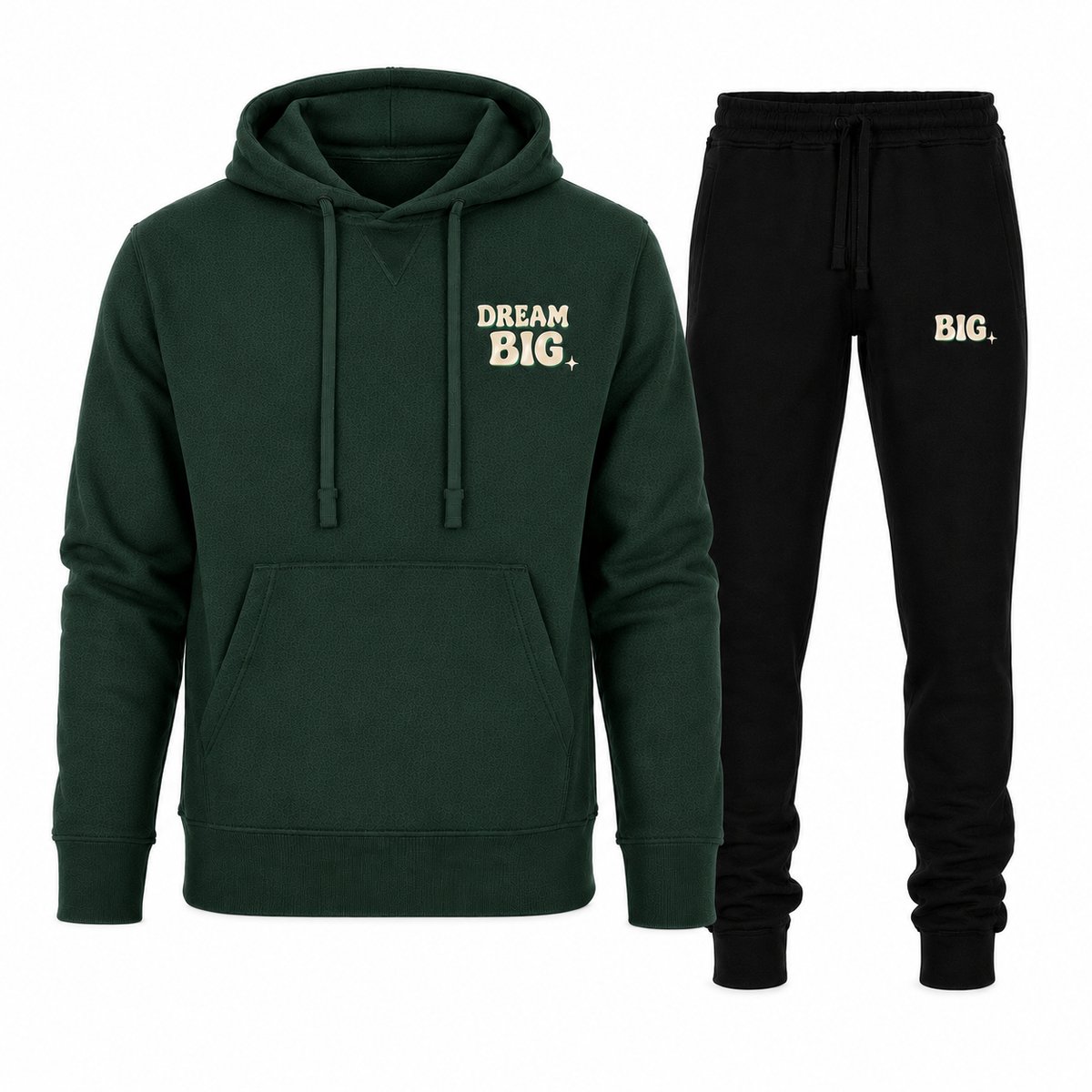 Trainingspak Heren – Hoodie Heren – Sportbroek Heren – Dream Big – Donkergroen - M