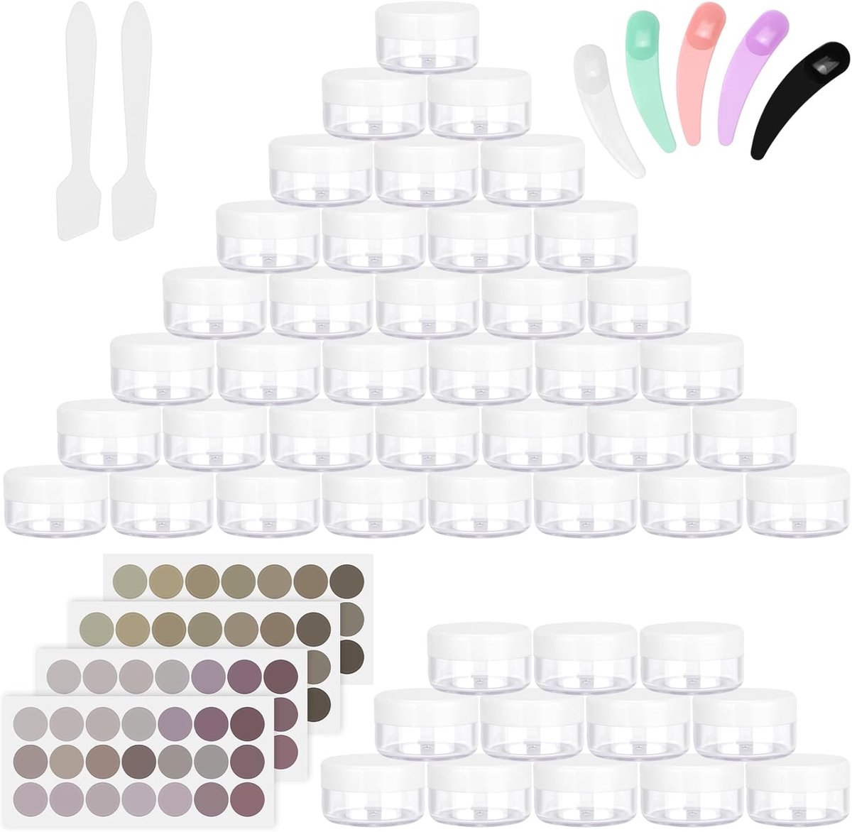 Thijox - 48 Stuks Lege Crèmepotjes 10 ml met Schroefsluiting - Wit - Ideaal voor Lotion, Cosmetica, Shampoo, Reizen, Feest, Keuken en Meer