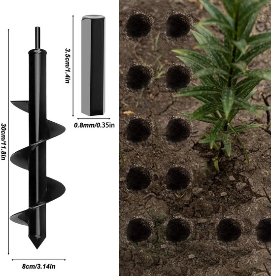 SnelShoppen - Earth Drill voor Accuschroefmachine, 4.5x37 cm / 8x30 cm / 4x22 cm, Tuinboor, Aarde Boor, Voor 3/8 Inch Hex Aandrijving, Handboor, Graaf van Snelshoppen — afbeelding 3