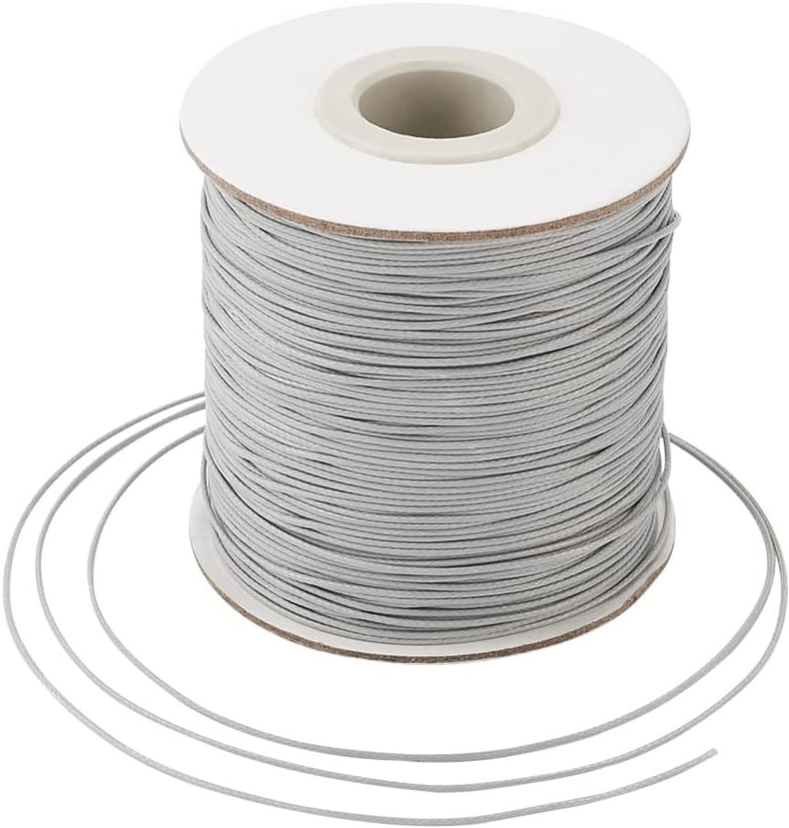 Waxed polyester touw 0.5mm voor sieraden maken, armbanden, macramé en naaien - lichtgrijs