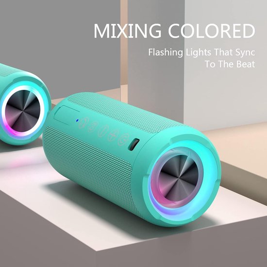 Bluetooth Luidspreker met LED Verlichting - Draagbare Mini Speaker met 360° Surround Geluid, IPX7 Waterdicht, Handsfree Bellen, AUX & TF Kaart Ondersteuning — afbeelding 5