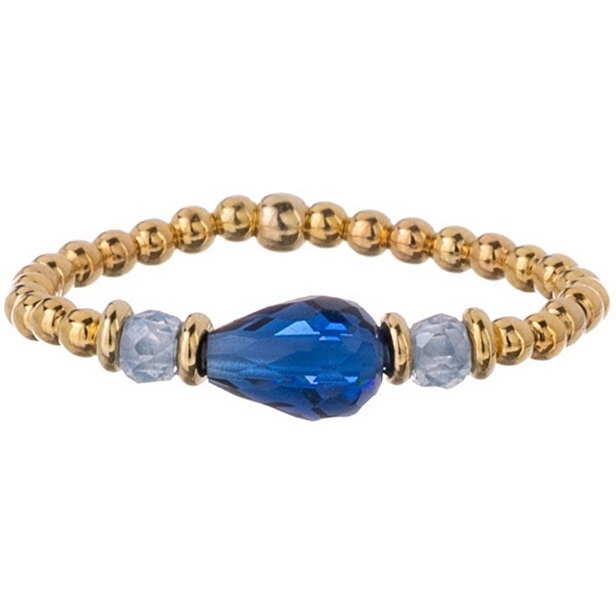 ALISIA AL5227.01.000.D - 57 MM - GOLD-PLATED KRALEN RING MET BLAUWE ZIRKONIA'S EN KRISTAL 1 STUK