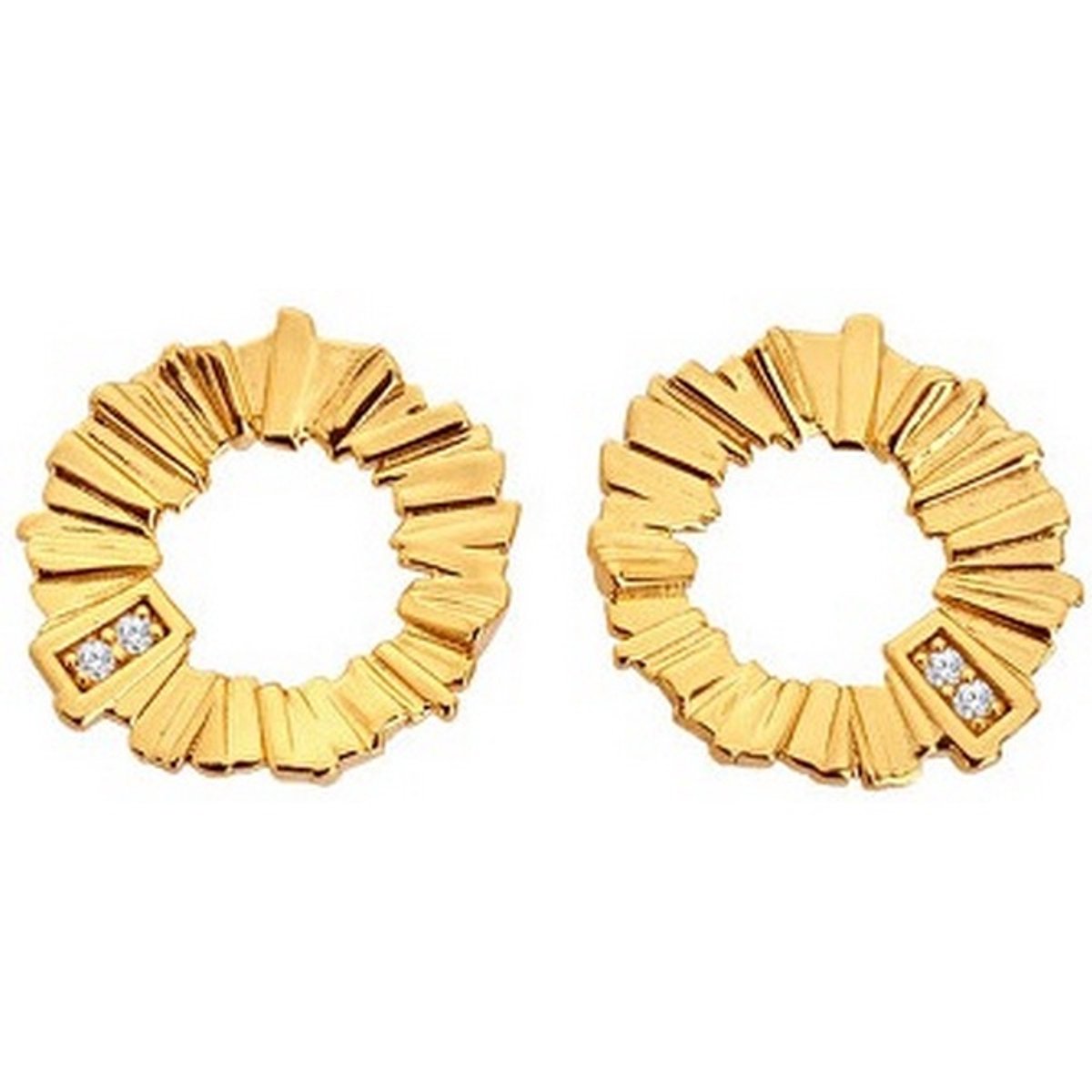 HOT DIAMONDS DE837 GOUDEN OORKNOPJES MET DIAMANT EN WITTE TOPAAS 1 PAAR