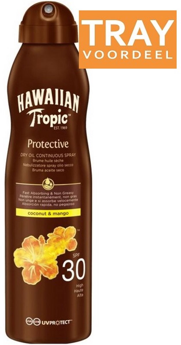 HAWAIIAN TROPIC PROTECTIVE SPF 30 DRY OIL ZONNEBRANDSPRAY 6 X 180 ML