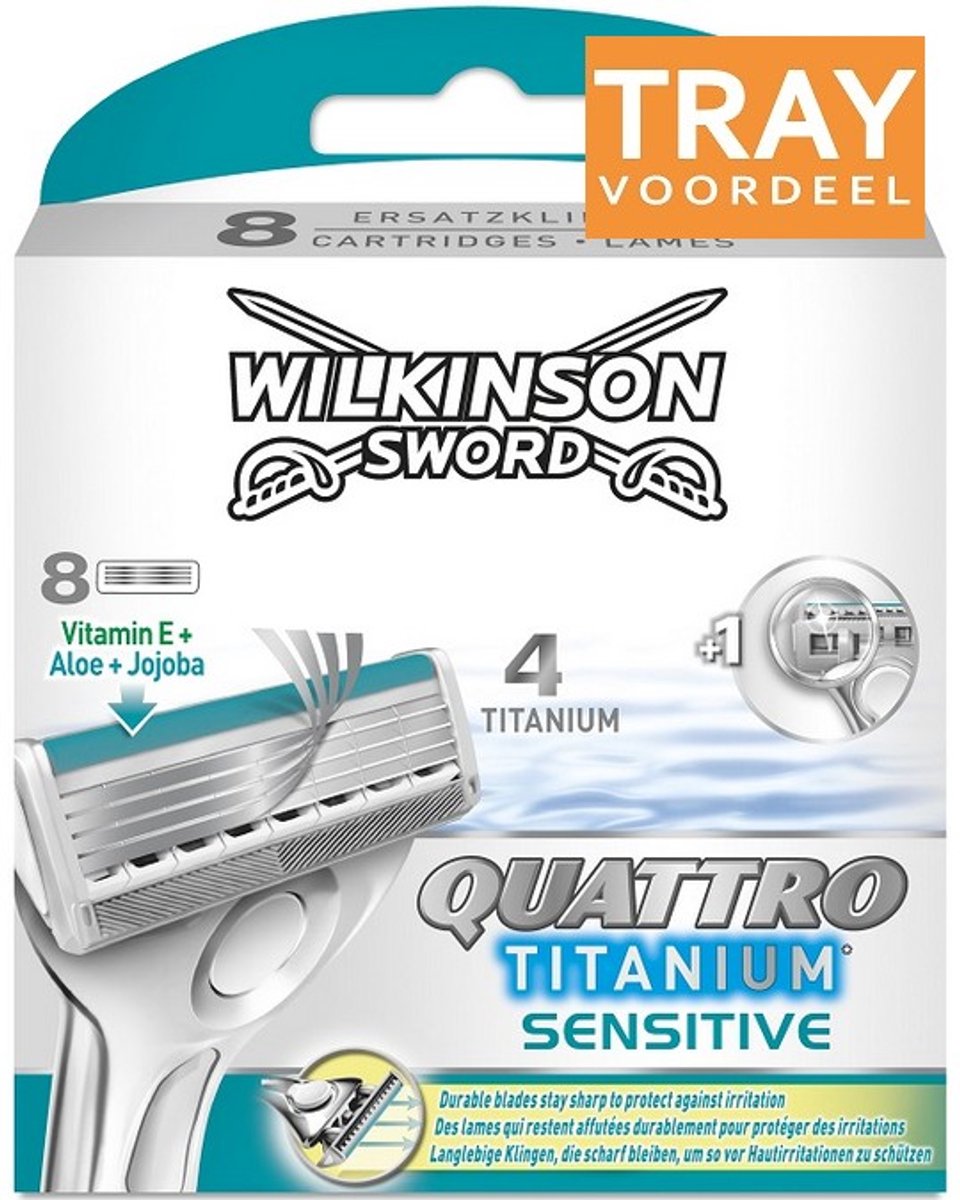 WILKINSON SWORD QUATTRO TITANIUM SENSITIVE SCHEERMESJES 10 X 8 STUKS