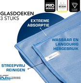 KT Cleaning Microvezeldoekjes 40x40 cm - 3 Stuks - Glasdoek voor Ramen Wassen - Streepvrij Resultaat - Microvezel Doek voor Glas en Spiegels