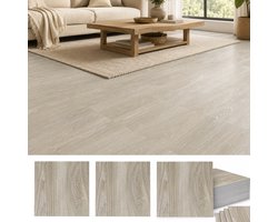 Zelfklevende Vloertegels - 54 Stuks Vloerstickers en Houtlook Vloerpanelen 30x30 cm,ca. 5 m² - Lemonmax - Beige Eiken