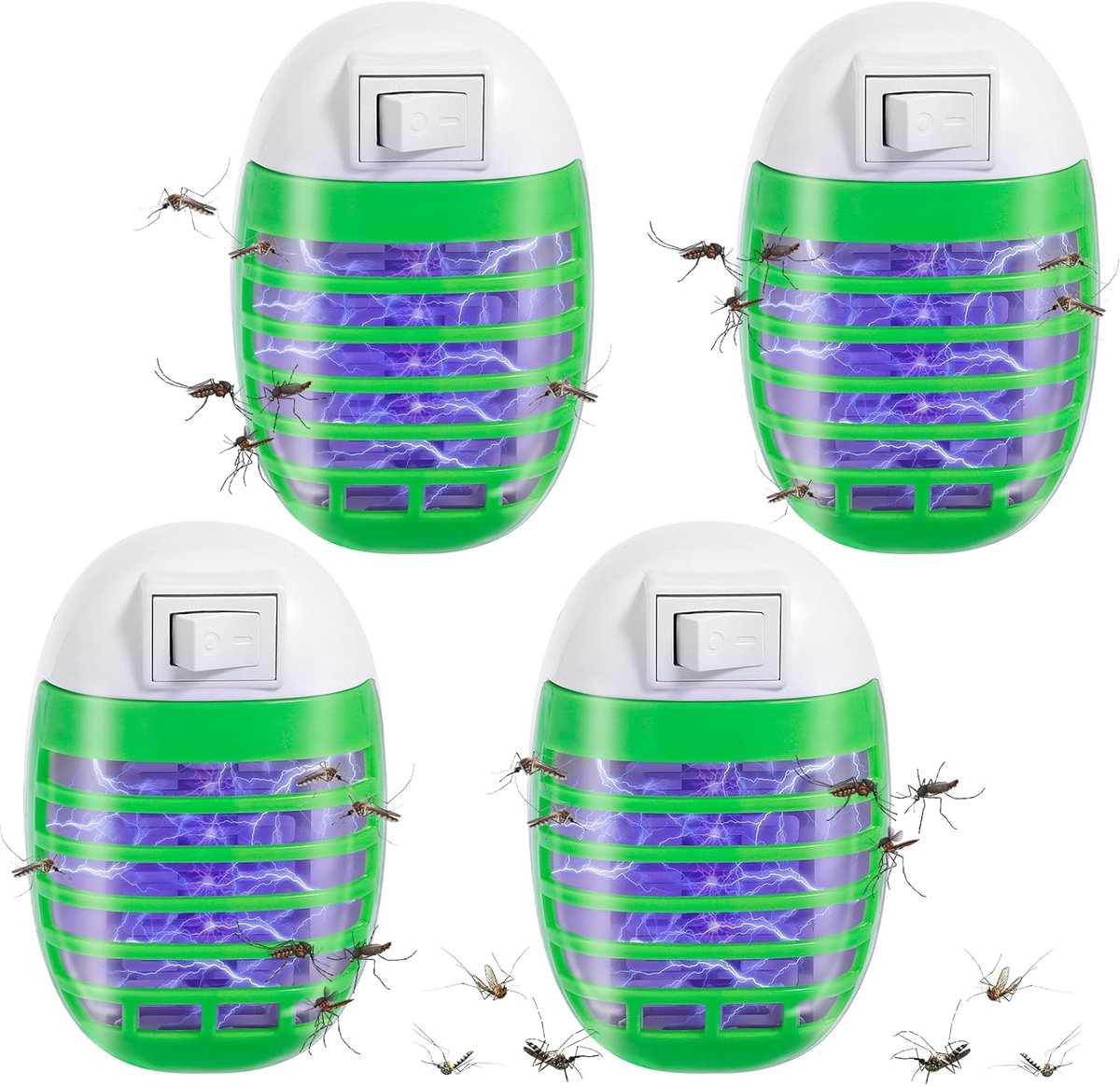 Thijox - Elektrische Insectenverdelger 4 Stuks - UV-Insectenval voor Vliegen en Mini-Muggenverdelger - Stopcontact Muggenlamp voor Thuis, Keuken, Slaa