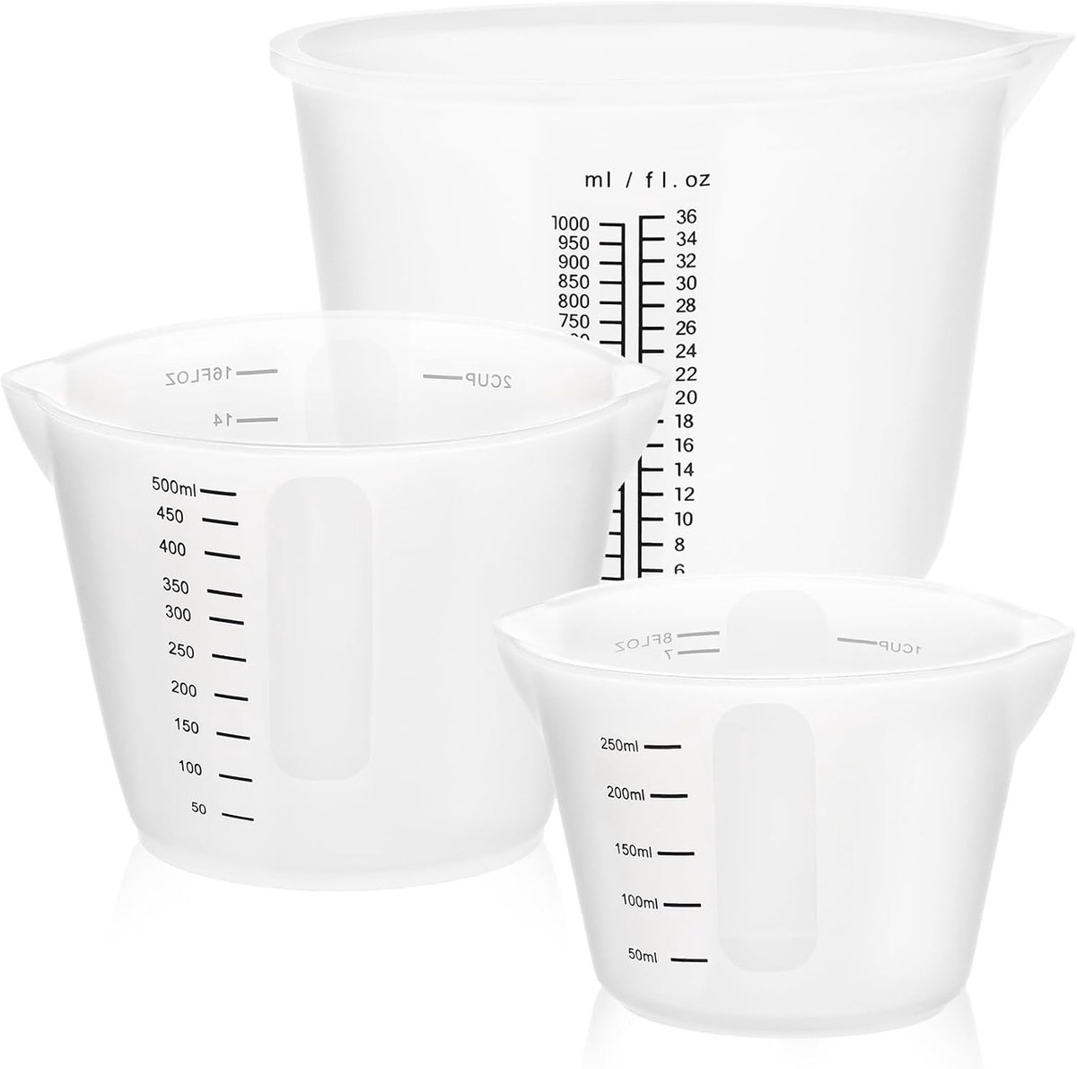 Thijox - Siliconen Bekers voor Hars, 3 Stuks Grote Siliconen Maatbeker 600ml en 100ml, Herbruikbaar met Schaalverdeling, Voor Knutselen en Gietvormen,
