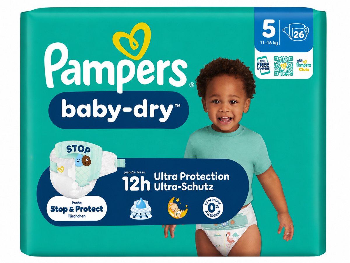 Pampers Baby-Dry Luiers Maat 5 Junior (11-16 kg) - 26 Stuks