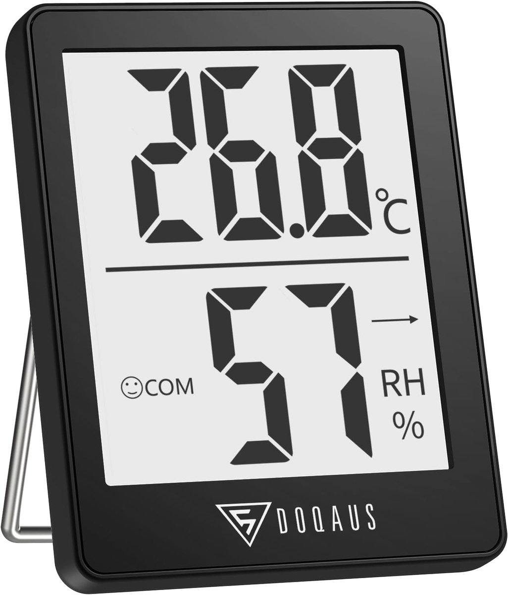 Thijox - Digitale Thermo-Hygrometer, Binnen Thermometer & Hygrometer, Temperatuur- en Luchtvochtigheidsmeter, Hoge Nauwkeurigheid, Zwart, Voor Interie