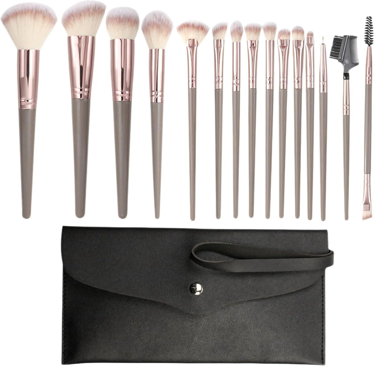 Make-up kwasten set 15-delig - hoge kwaliteit - inclusief make-up tas - perfect voor elke look - ShopVlot