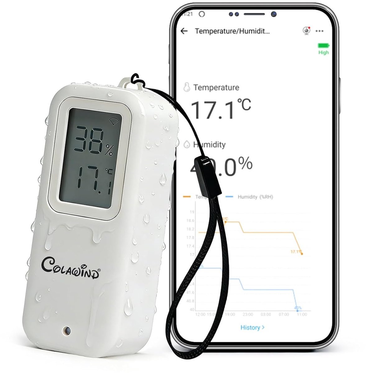 SnelShoppen - Zigbee Thermometer Hygrometer IP65 met LED Display, Temperatuur en Vochtigheid Sensor, App Meldingen, Binnen & Buiten Gebruik, Ideaal vo