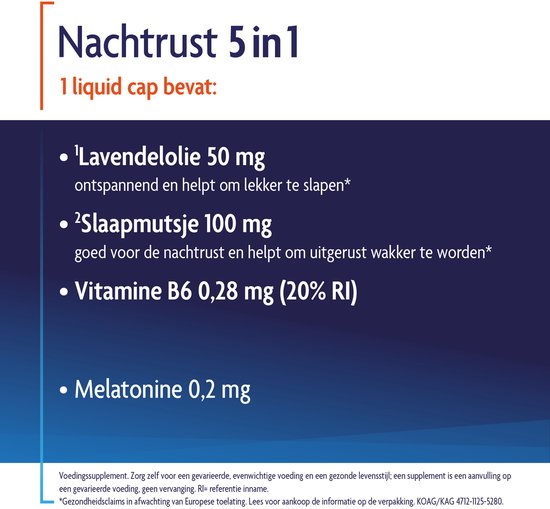 Shiepz Nachtrust 5 in 1 - Slaapmutsje helpt te ontspannen en geeft ontspanning dat helpt om lekker te slapen* - 30 liquid caps