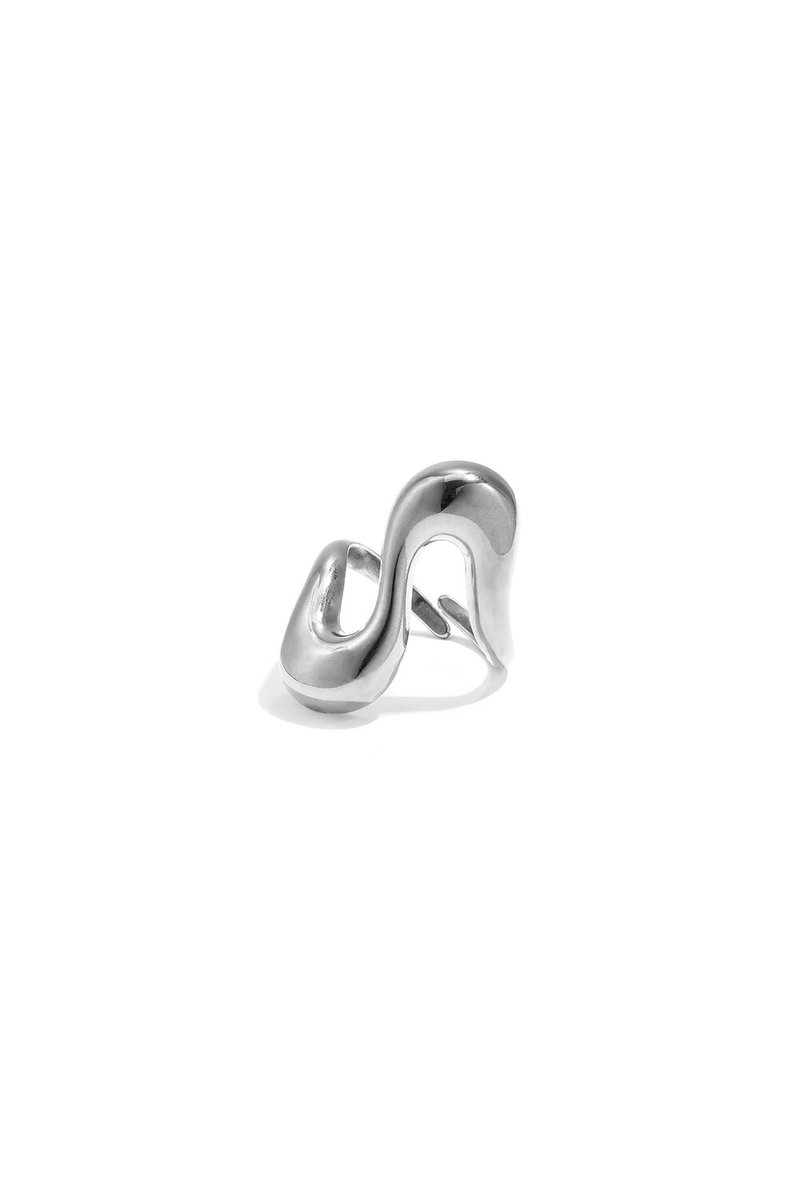 Bijoutheek Ring (Sieraad) Wavy Statement Zilverkleurig