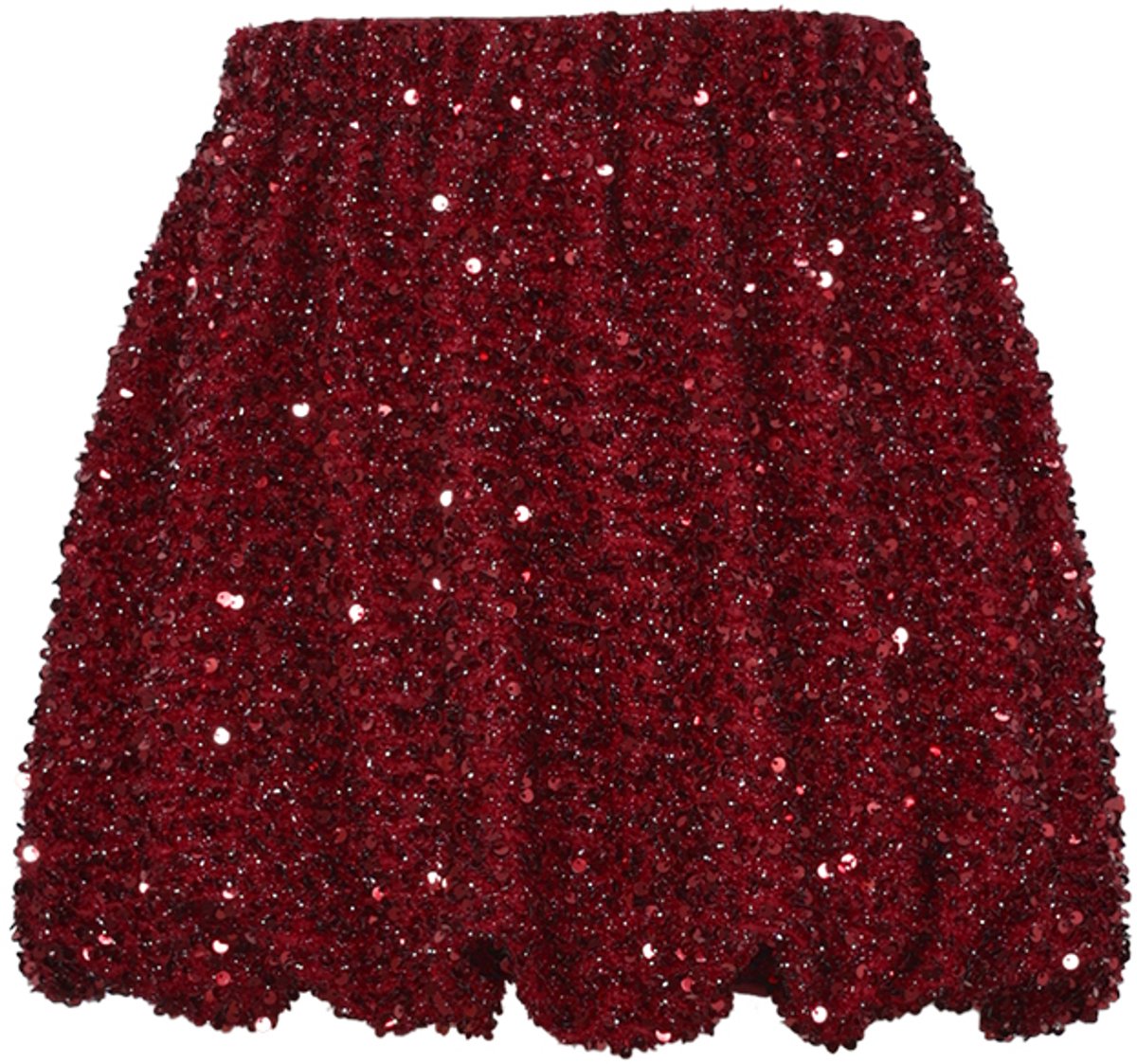 Comfortabele Geweven Polyester Dames Minirok met Pailletten - Karmozijnrood - Maat L