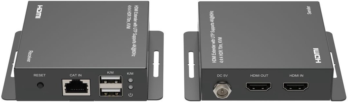 4K@60Hz HDMI Extender met KVM-functie over ethernet, 70m 4:4:4 HDR, HDCP 2.2