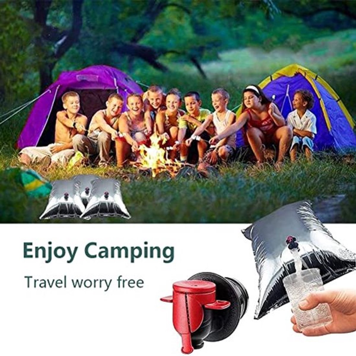 2 Pack Opvouwbare Water Containers 20L Opvouwbare Drinkwatertank met Tap voor Wandelen Camping