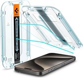 Spigen EZ Fit Screen protector geschikt voor iPhone 15 Pro Max met installatie tools - 2 Stuks